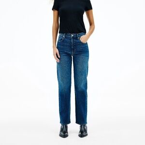 $299 SLVRLAKE Blue London Straight Leg High Rise Jean Size 24